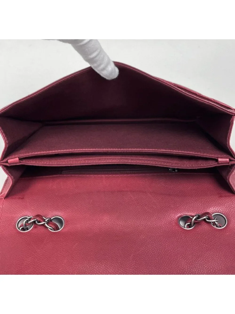 Chanel Shoulder Bag CC Logo Quilted Chain Caviar Leather Bordeaux